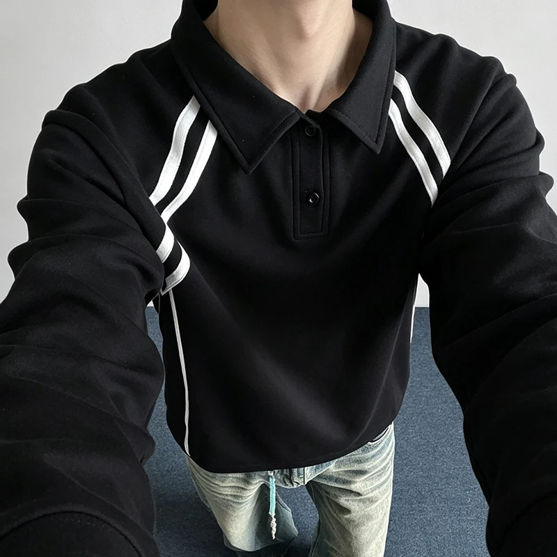Mens Fashion Summer - Langärmliges Polohemd für Herren mit Streifenmuster,