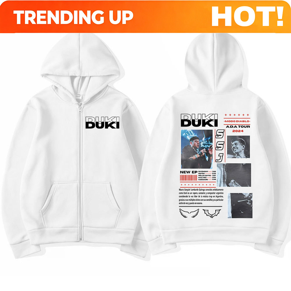 Mens Fashion Zip Up Hoodies - Rapper Duki ADA Tour 2024 Zip-Up