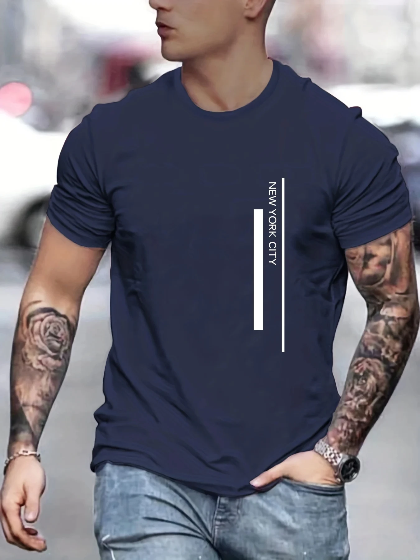 Men'S Fashion New York - Modisches T-Shirt mit NEW YORK CITY-Schriftzug,