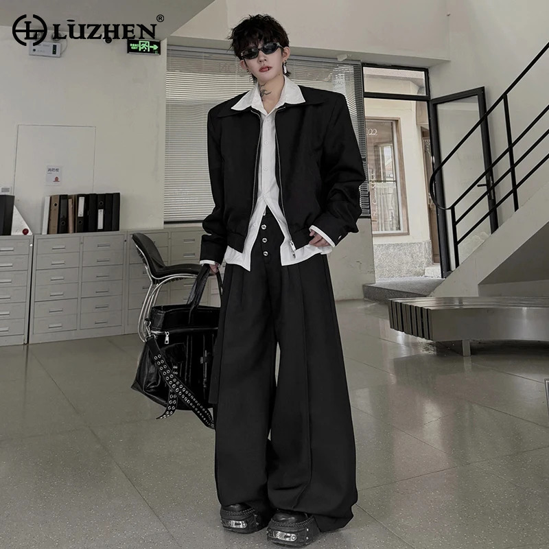 Mens Fashion Clothes - LUZHEN 2026 Herbst Doppellagige Hemden Fake-Zweiteiler-Design-Jacke