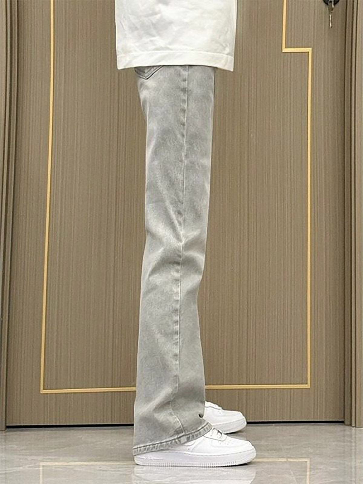 Men'S Fashion Grey Jeans - Rauchgraue Straight-Leg Slim-Fit Jeans für Herren,