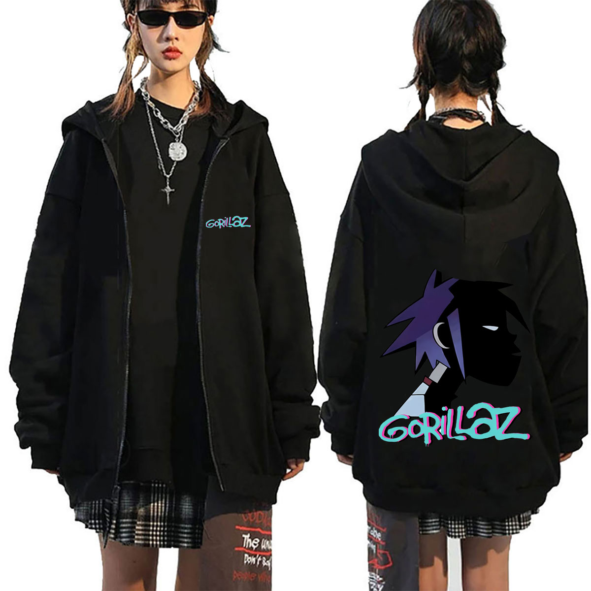 Rockband Gorillaz Gesichtsgraf – Mens Fashion Zip Up Hoodies Bewertung und Preis