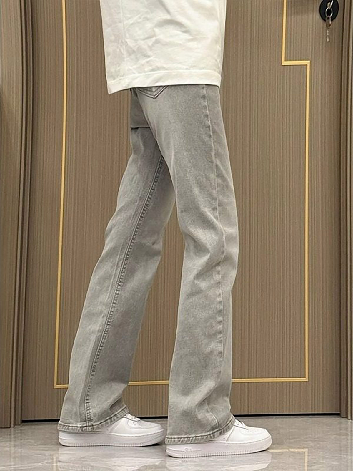 Rauchgraue Straight-Leg Slim-F – Men'S Fashion Grey Jeans Bewertung und Preis